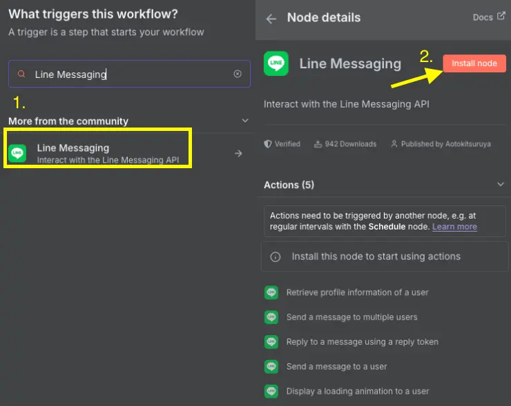 n8n 安裝 Line Messaging 社群節點