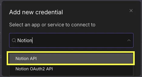 n8n 新增憑證頁面搜尋 Notion API