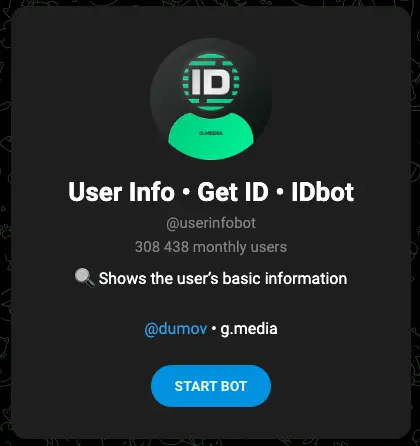 IDbot 官方頁面顯示 START BOT 按鈕和帳號介紹